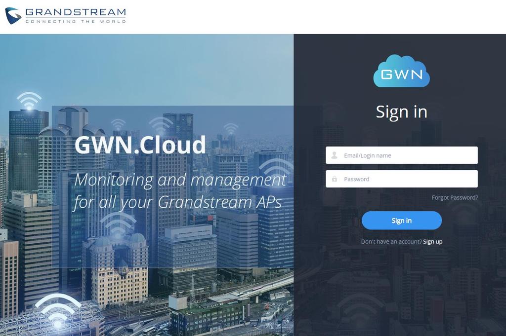GWN.CLOUD Starting from firmware 1.0.6.43, the GWN7610 can be managed by your GWN.Cloud account, GWN.