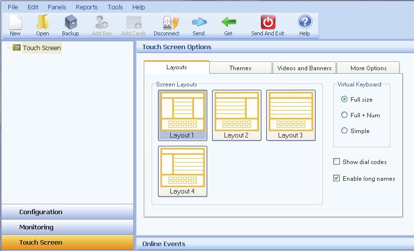 Configuring the Touch Screen Appearance To configure the Touch Screen appearance 1. Log in as administrator and select the Touch Screen tab from the bottom of the Left Pane.