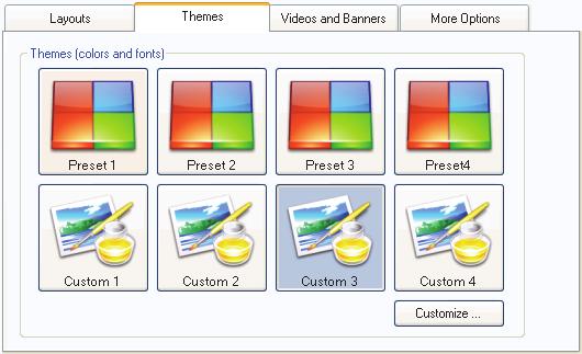 Configuring the Touch Screen Appearance 4.4 Creating and Modifying Themes Themes lets you set the screen font size, color and element attributes. Selections may be saved as.