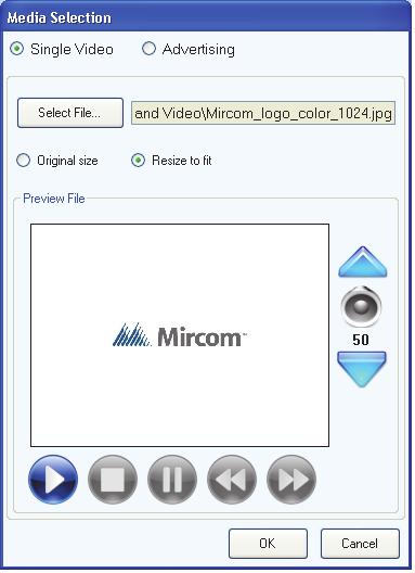 Configuring the Touch Screen Appearance To set the Main Video 1. Select Main Video. The Media Selection window appears. Figure 49. Touch Screen Main Video 2.