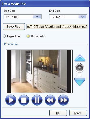 Configuring the Touch Screen Appearance Editing an Advertisement Editing video file entries allows changes and updates to existing entries without having to create new entries.