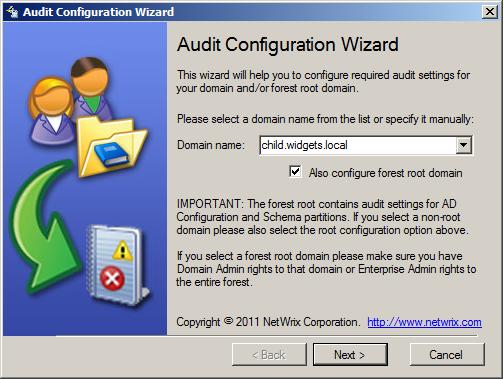 2.4 Audit Configuration Wizard The Audit Configuration Wizard is a tool that allows you to automatically configure all the necessary audit settings on your managed units.