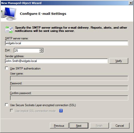 Step 3: Specify SMTP Settings Next, specify the settings of a SMTP server that will be used to send the change reports via email. Supply SMTP server name, port, and the sender address.