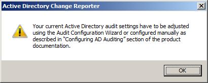If the audit settings have not been properly configured you may receive the warning as shown below.