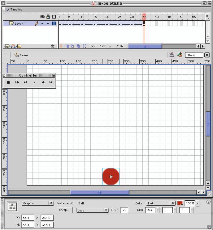 1 4 0 Project 4 Creating a Mini-Lesson Movie TEP-BY-TEP 4.14 Continued 3. Click the Color box and select a tint color. 4. Click Play on the Controller to preview your animation. 5. Click frame 15.