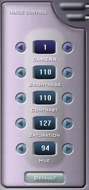 Use the up and down arrow tabs to select the desired camera number. The number in the center circle indicates the camera that s being controlled.
