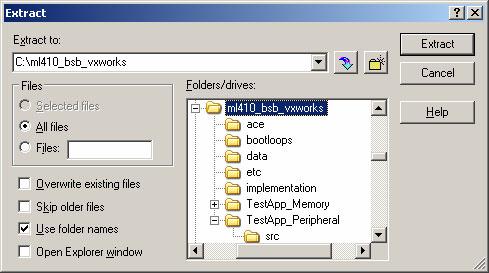 zip file Unzip to the ml410_bsb_vxworks directory