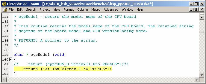 Update BSP Configuration Update the splash message in the <design path>\workbench25\bsp_ppc405_0\syslib.