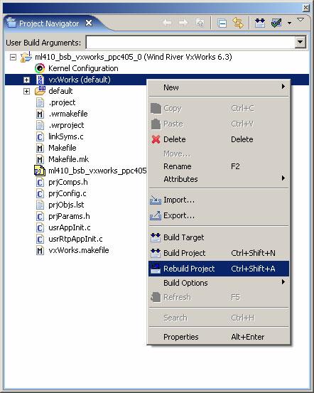 Create VxWorks System Image Right-click vxworks and