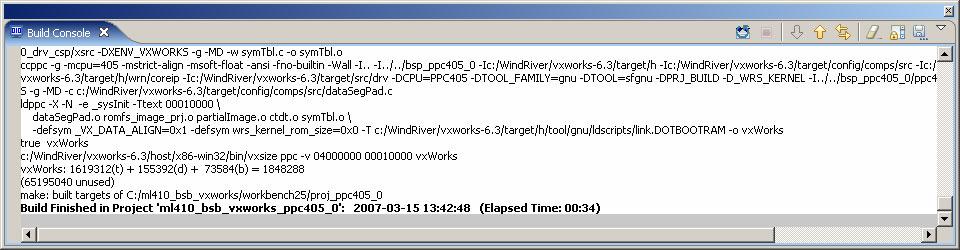 Create VxWorks System Image A successful compile creates a VxWorks