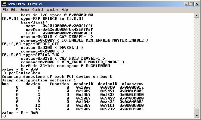 View PCI Configuration Space Type pcideviceshow (1) This shows each device on