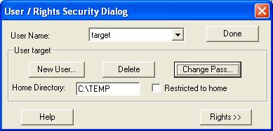 WFTPD Password Dialog Box 3 NOTE: Your password must not be an empty string. 4. After defining the new user ID and password, be sure to fill in the Home Directory text box (Figure 3-5).