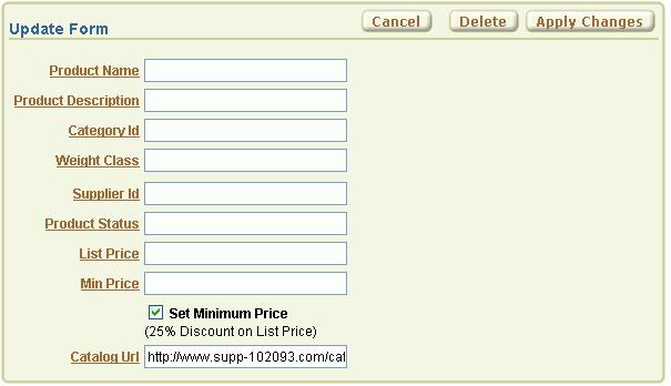 Change the Report Display Edit the Item to Display as a Check Box Next, change the Set Minimum Price radio group (P2_SET_MIN_PRICE) to display as a check box. To edit P2_SET_MIN_PRICE: 1.