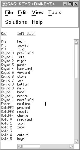 Working in the SAS Windowing Environment 4 Using Function Keys 59 Display 3.