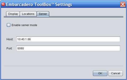 CONFIGURING THE TOOLBOX TO SPECIFY THE TOOLCLOUD IN NETWORK MODE 1 From the bottom left-hand corner of the ToolBox, click Preferences. 2 Select the Server tab.