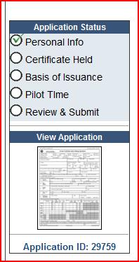 At any time during the application process, the application can be viewed for accuracy. To view the application, double click on the picture of the form.