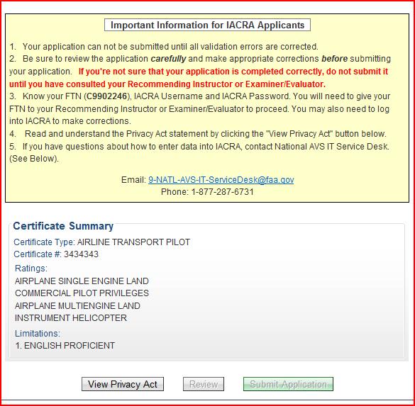 The Summary Page validates your application and requires you to review a summary of your certificate information and an unofficial copy of your application before allowing you to submit your