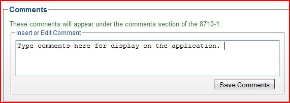 Select Save comments When Application Options section is completed: Select Continue 11
