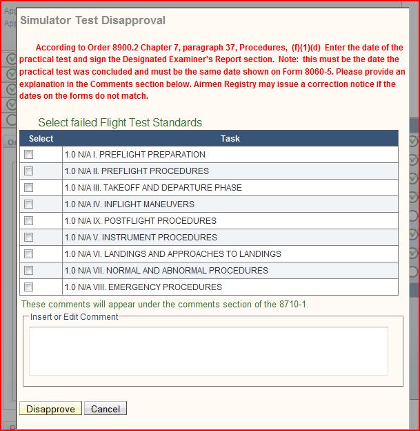 Select the applicable failed tasks Enter comments in the Insert or Edit Comment box Select