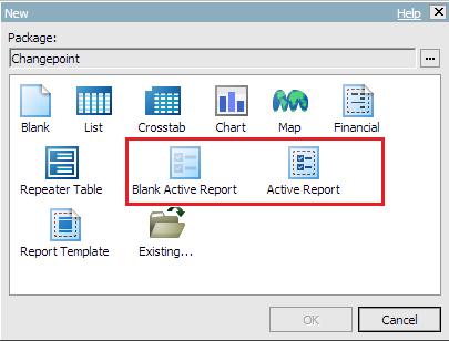 Accessing Active Reports in Report Studio Blank Active Report à A blank