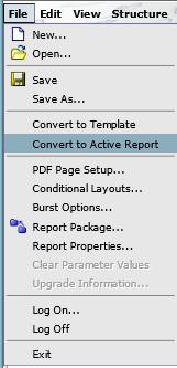 Objects in the report that are not supported in active reports, such as prompt