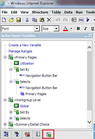 Active Reports Variables Tab The Active Report Variables tab shows all of the variables that have been created and allows