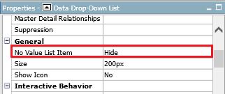 No value list item - The List and Drop-Down List selection controls can have an additional item added to the list. When it is selected, the variable that is set by the list is cleared.