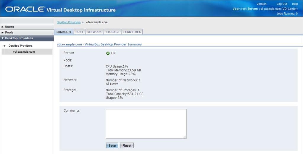 Figure 5.8. Desktop Provider Summary Tab From here you can monitor and configure the desktop provider.