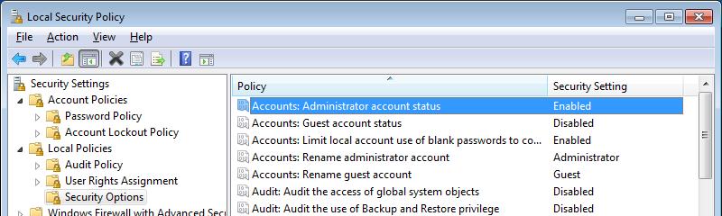 Additional Virtual Machine Preparation Figure 6.18. Administrator Account Policy Next find the Interactive logon: Do not require CTRL + ALT + DEL policy.