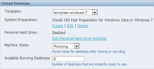 Setting Up Cloning Figure 7.18. Cloned Desktops Group The settings in the Desktop Recycling group control what happens to the desktops when they are no longer in use.