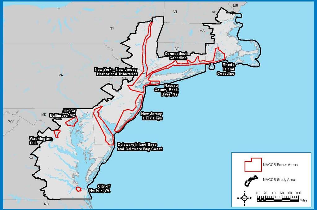 NACCS Focus Areas 9 Focus Areas: Locations not having partnered projects/studies when Hurricane Sandy occurred 1. Rhode Island Coastline 2. Connecticut Coastline 3.