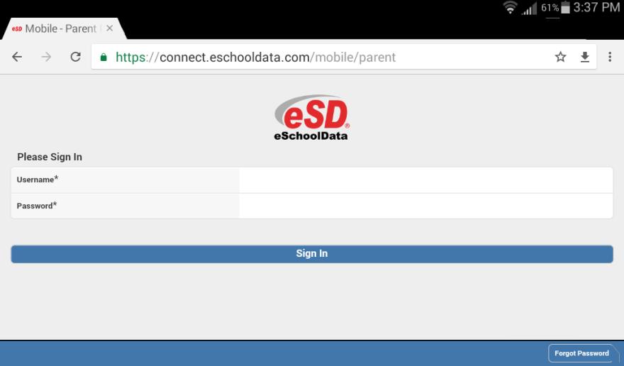Mobile Web: Login Link and Credentials Please refer to your school district s website for an existing Mobile Web link.