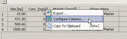 Showing and Hiding Columns To add the Aligned Migration Time column to the table: 1 Right-click the heading row of a