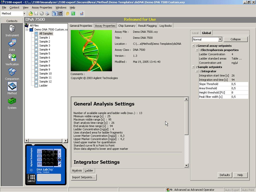 Assay Context In the Assay context, you can create your own assays based on Agilent templates by