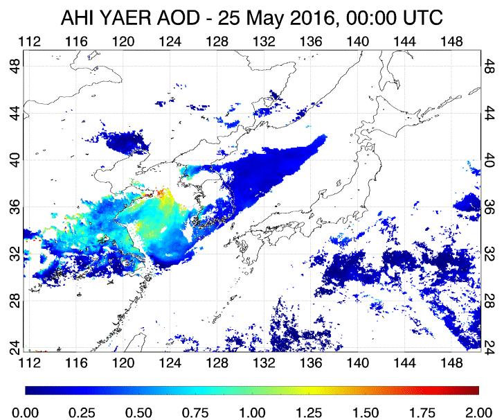 Geostationary satellites aerosol observation MI/COMS (NMSC/KMA, Korea) 15-min interval for East Asia 3-hour interval for Full Disk (day and night) 1 bands in VIS (1