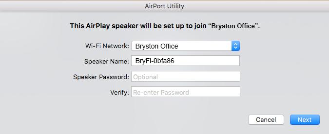 2. Select the wireless network you would like your BryFi to join and click next.