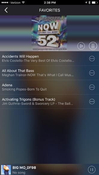Songs, playlists, and streaming stations can be saved to 1 of 6 available slots in your Favorites Playlist.