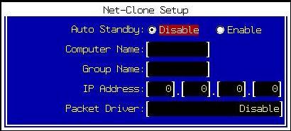 15.1. Net-Clone Setup Before running Net-Clone, ensure that you have configured the correct type of network adapter in the Juzt-Reboot Net-Clone Setup menu.