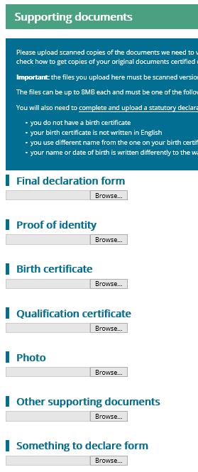 You must enter details about the body and your registration before you can continue. If you have no other registrations, select no and you can continue.