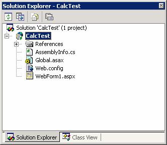 2. You will see a solution explorer that a WebForm1.aspx file.