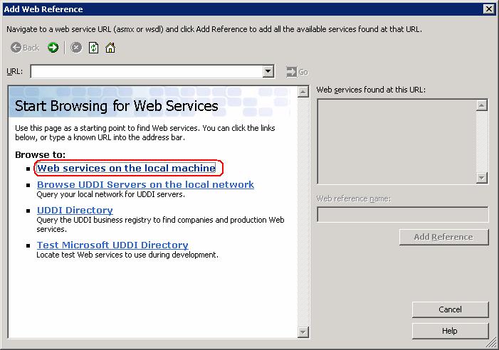 Reference as shown Select Web services on the local