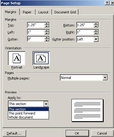 Academic Word Processing Doc. 5.133 Ver 1 9 Mix Landscape and Portrait pages Objectives To combine landscape and portrait pages within one document Activity 9.