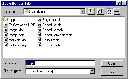 3. Installing MATWorX 8. The Open Scripts File dialog is displayed. 9. The script data file of the former version MAT- WorX is stored to the Upgradexxx folder. Double-click it.