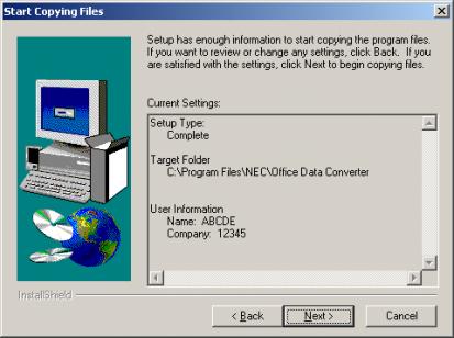 CHAPTER 3 Office Data Converter 2. Installing Office Data Converter 11. To accept the default program folder, click Next button.