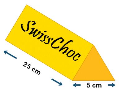 Mathematics Revision Guides Solid Shapes Page 7 of 15 Example (6) : SwissChoc bars are sold in cardboard boxes as shown on the right. The box is a prism whose end faces are equilateral triangles.