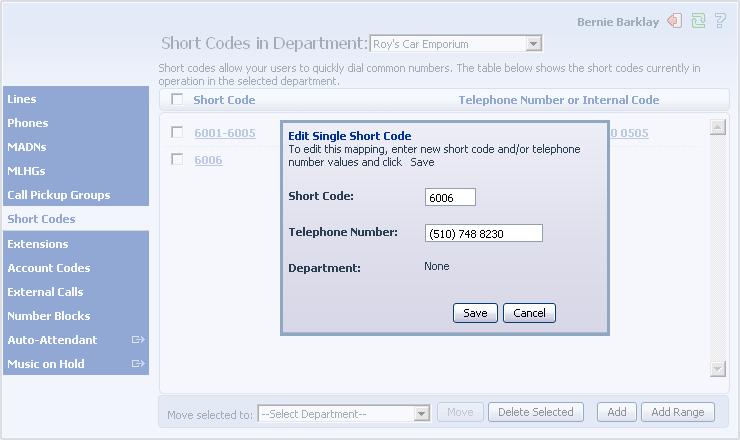 Figure 32 : Edit Single Short Code dialog box 7.7 Modifying Short Code ranges To modify an existing Short Code range, follow these steps: 1.