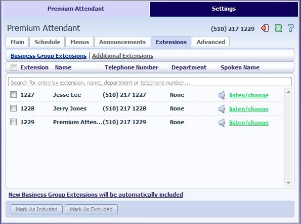 10.2.6 Configuring Premium Attendant extensions If you plan on using dial by name or dial by extension, you will need to select the extensions and record a