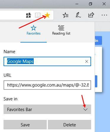 Microsoft Edge Browser (continued) Save new Favourites in a folder tree You can now view your new Favourites as a folder tree, and collapse or expand folders