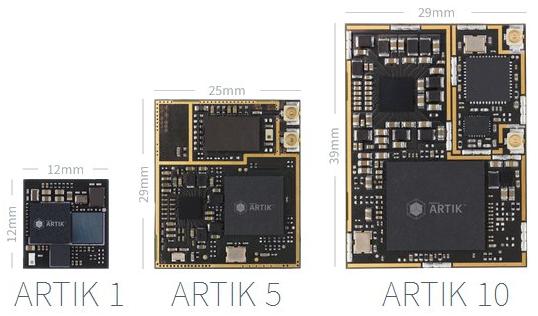 ARTIK Product family 14 12mm x 12mm 250MHz Dual Core HW Secure Element 9- axis Accelerometer 25mm x 29mm 1GHz Dual
