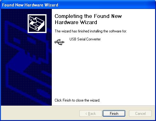 6) After the files are found and installed, click Finish to complete the installation. Figure 2.4 - Complete Hardware Installation 7) Steps 2 through 6 will repeat.